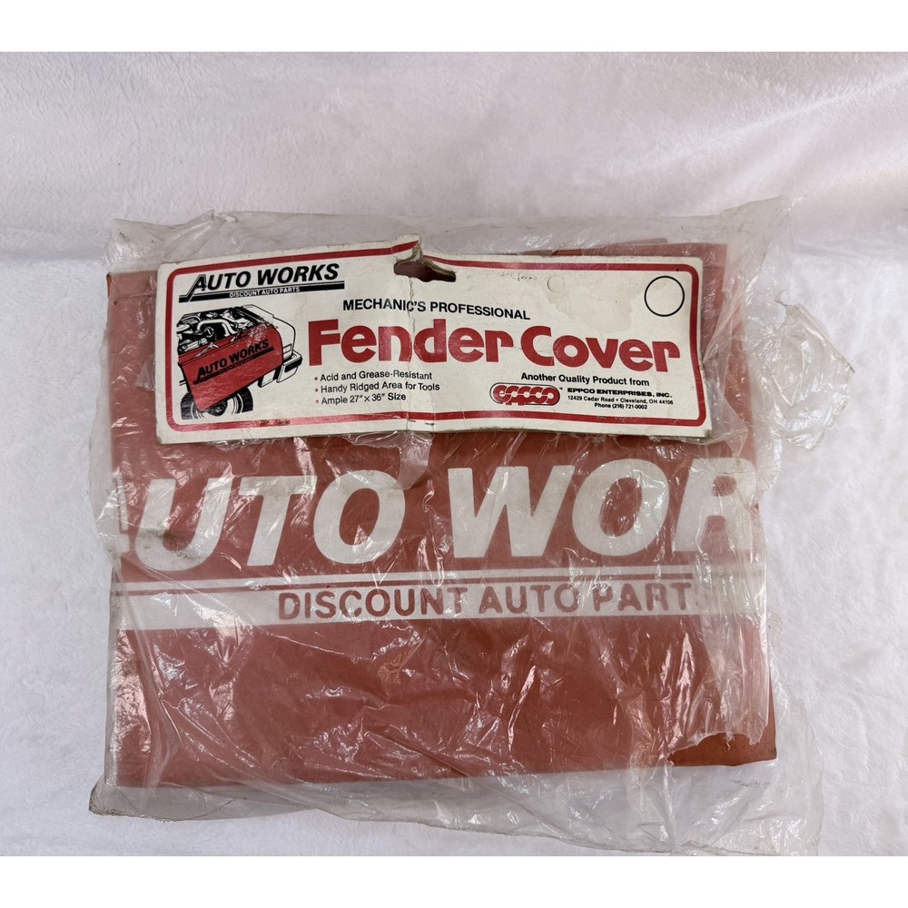 Vtg Auto Works Auto Parts Fender Cover Mechanic Professional Eppco Cleveland